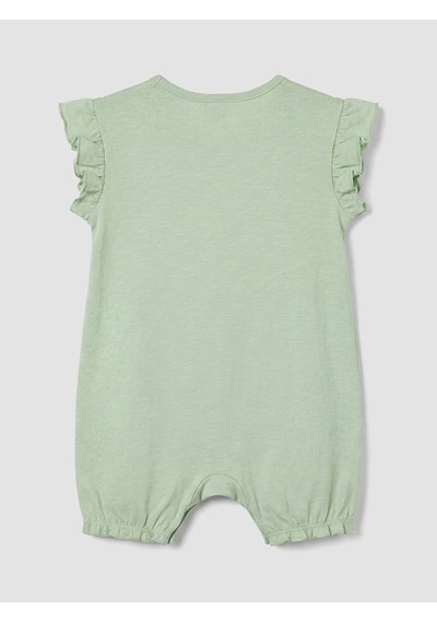 LC Waikiki Lcw Baby Yeşil Fırfırlı Baskılı Kız Bebek 2'li Tulum Lıght Green
