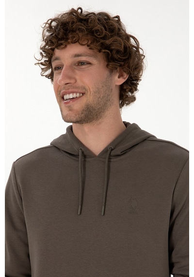 U.S. Polo Assn. Erkek Regular Fit Kapüşonlu Vizon Basic Sweatshirt 50313720-VR052