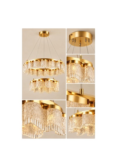 Modern Premıum Ledli Şelale Tasarım Gold Sarkıt Avize 3 Renk Salon Avizesi 115w Beyaz