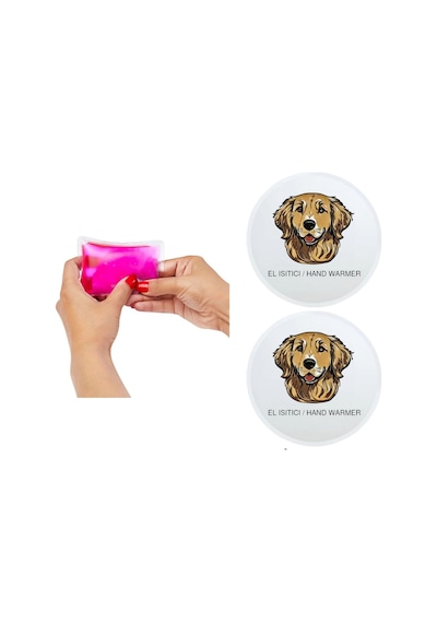 Sıa 2 Adet Kahverengi Köpek Cep Sobası,el Isıtıcı,sıcak Su Torbası Pvc 10x9,5cm Çok Renkli