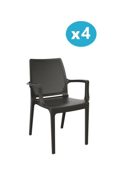 Omnipazar Sy-2504 Plastik İcon Bahçe Koltuk Sandalye 4'lü Set Kahverengi