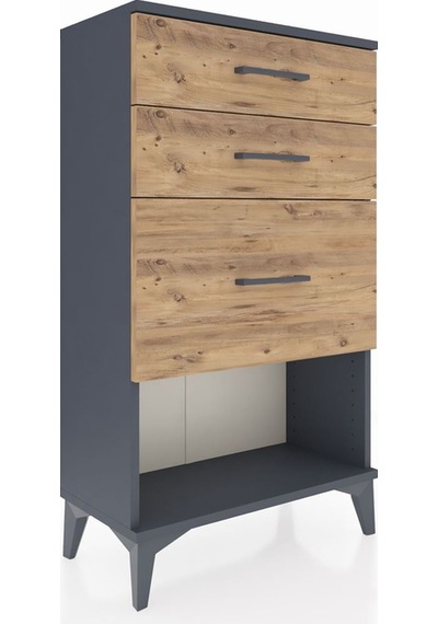 Arges Komodin 3 Çekmeceli 60x30x106 Antrasit-çam Antrasit