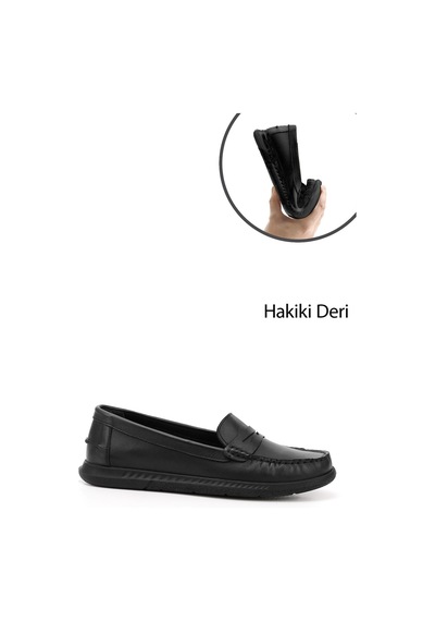 Gönderi(R) Gönderi R Siyah Rok Hakiki Deri Comfort Loafer Siyah