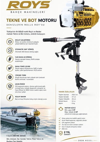 Roys Gold Renk Pro Tekne Ve Bot Motoru 2 Zamanlı