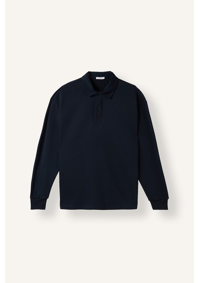 Defacto Relax Fit Düşük Omuzlu Polo Yaka Basic Sweatshirt H5136ax26aunv64 Lacivert-nv64