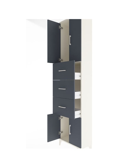Arges Dolap Tek Raflı 3 Çekmeceli 4 Kapaklı 60x30x243 Aytaşı-antrasit Aytası