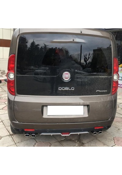 Fiat Doblo Siyah Difüzör 4 Krom Egzoz Görünümlü Difizör Arka Ek Body Kit 2012 - 2015 Uyumlu