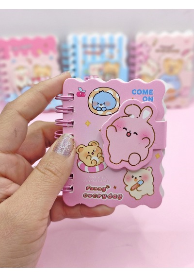 Sevimli Hayvanlar Cırtlı Cep Boy Mini Not Defteri 7x8 Cm - Pembe