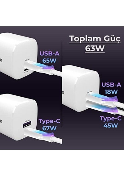 Sv67 65w Gan Usb-a Supervooc 2.0 + 67w Pd Type-c Çift Bağlantı Noktalı Yüksek Hızlı Şarj Cihazı, Oppo Find X2,