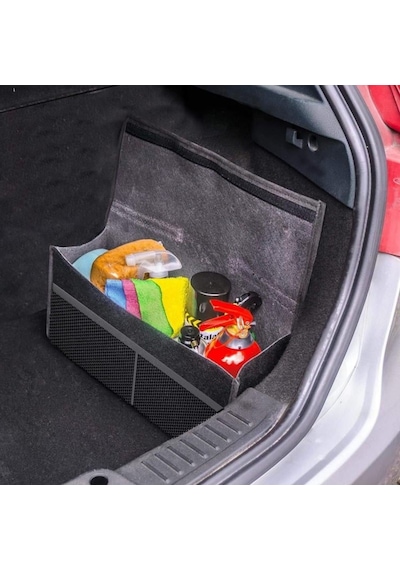 Automix Bagaj Çantası Fileli Ön Cepli Velur Halı Velcro Cırt Bantlı Araç İçi Düzenleyici 50x30x12,5cm 044218