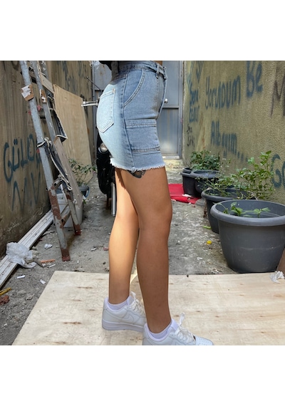 Kaizer Kadın Kot Mini Etek Buz Mavisi