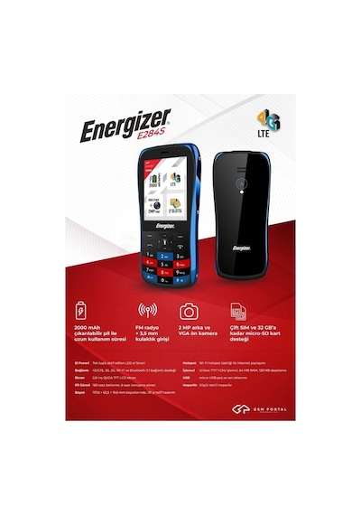 Energızer E284s Dual 4g Black-blue Tuşlu Cep Telefonu Energızer Türkiye li