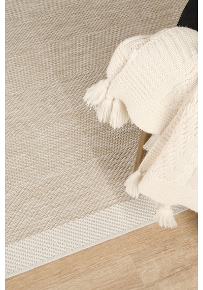 Sisalux 3085 Bej Krem Yuvarlak Sisal Dokuma Jüt Kilim Hav Toz Vermez Mutfak Oturma Odası Halısı Bej - Krem