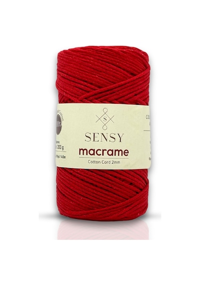 Premium Koton Pamuk Makrome İpi 2mm Cotton Zincir Makrome Çanta İpi Supla İpi Koton İp Kırmızı