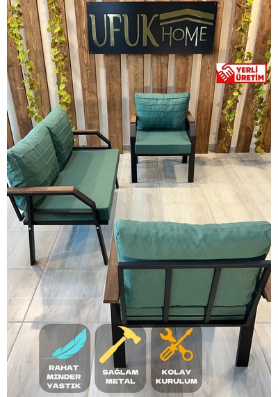Ard & Garden 211 Yeşilfermuarlı Bahçe Balkon Takımı, Cafe, Salon - Metal Kanepe Koltuk Takımı Yeşil Ard & Garden 211 Yeşilfermuarlı Bahçe Balkon Takımı, Cafe, Salon - Metal Kanepe Koltuk Takımı Yeşil