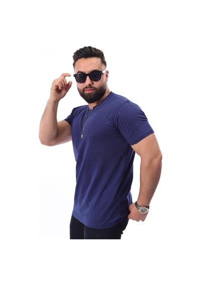 Mcz Giyim Lacivert Renk Bisiklet Yaka Düz Renk Erkek T-shirt