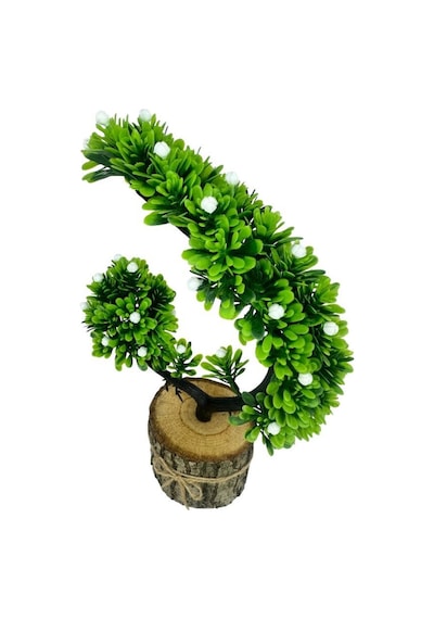 Yapay Çiçek Beyaz Çiçekli Bonsai Ağacı Dekoratif Kütük Saksıda Yapay Ağaç Bonzai Hilal Model