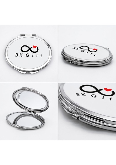 Logonuza Özel 10 Adet 6,6x5,4 Cm Baskı Alanlı Çift Taraflı Oval Metal Makyaj Aynası Beyaz