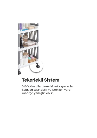 Grimorlife 4 Raflı Banyo Düzenleyici Mutfak Rafı Banyo Dolabı Çok Amaçlı Plastik Mutfak Düzenleyici-gri Gri