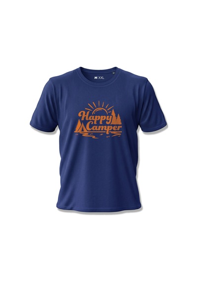 North Whiskers Happy Camp Doğa Ve Kamp Temalı Baskılı %100 Pamuklu Unisex Lacivert Tişört Lacivert - 875426930 Lacivert - 875426930 Lacivert