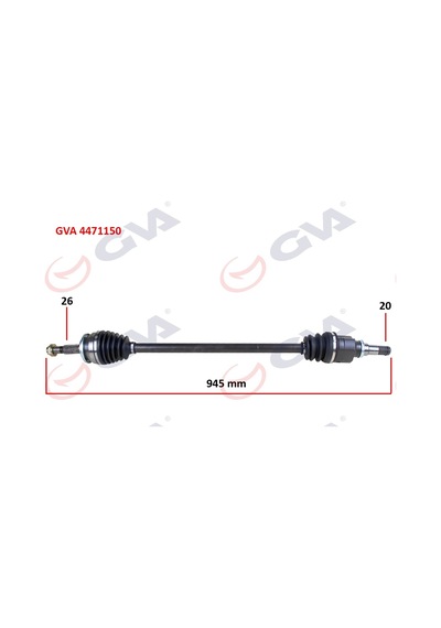 Gva Komple Aks Sağ Toyota Aurıs. Corolla 1.4l 1ndtv Nde150 D-4d Dizel 07-13 26x20 Komple Boy 945mm Gva 4471150 4341002580 4341002581