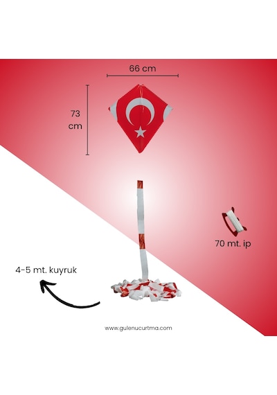 Naylon Elmas Uçurtma - Bayraklı - Orta Boy