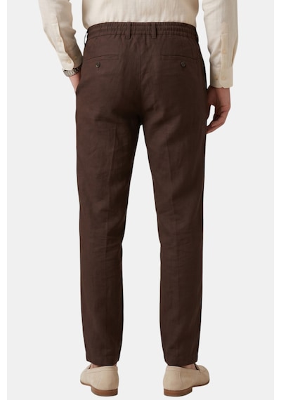 Rizzup Kahve Slim Fit Likralı Keten Dokulu Lastikli Belli İpli Yazlık Erkek Pantolon 2603001