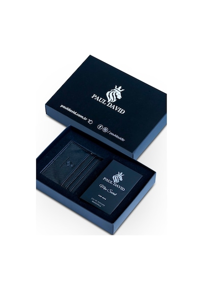 Hediyelik Set Özel Erkek Edp Parfüm Ve Siyah Deri Kartlık - E-065 Amber