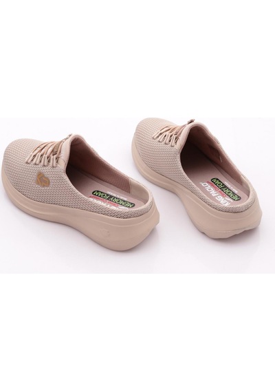 King Paolo D5109 Kadın Krakers Sabo Keten Sandalet Bej