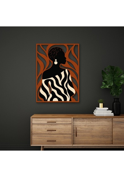 Zebra Desenli Kadın Silüeti - Metal Tablo - Dec0377 37 X 50 Cm Çok Renkli