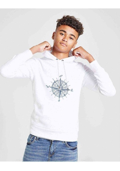 Tshirthane Watercolor Compass Pusula Baskılı Unisex Çocuk Kapüşonlu Sweat