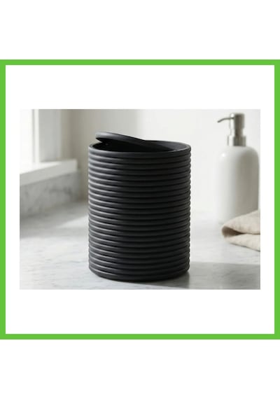Bezos 3d Baskı Mini Yivli Çöp Kutusu Sallanır Kapaklı Masaüstü Banyo Makyaj Masası Kovası 12x9 Cm Antrasit Dmc