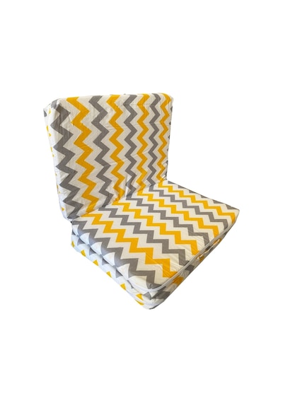 Bebek Yatağı Oyun Parkı Çocuk Yatağı Katlanabilir Sünger Yatak 60x120-4 Cm Sarı Gri Zikzak