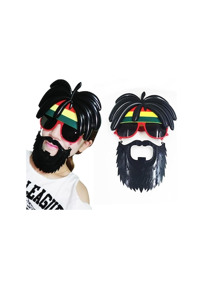 Rasta Peruklu Rasta Sakallı Bob Marley Bıyıklı Parti Gözlüğü 27x18 Cm 5477 "
