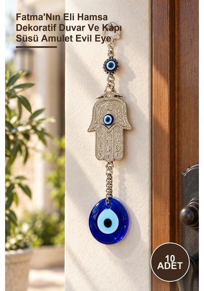 10 Adet Nazar Boncuğu Fatma'nın Eli Hamsa Dekoratif Duvar Ve Kapı Süsü Amulet Evil Eye