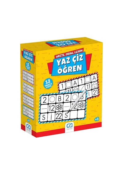 Yaz Çiz Öğren 3+ Yaş Ve Üzeri Çocuklar İçin 12 Parçalı Eğitici Etkinlik Oyunu
