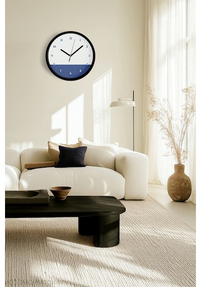 Soyut - Geometrik Temalı Modern Duvar Saati - 30cm - Önü Camlı Siyah Kasa - Sessiz Mekanizma-jh0331 Siyah