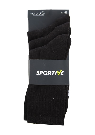 Sportive Nuvola-2 3'lü Unisex Siyah Günlük Stil Çorap 24kual19d01-syh