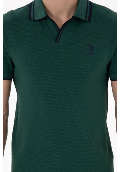 U.S. Polo Assn. Erkek Slim Fit Polo Yaka Koyu Yeşil Tişört 50298081-VR079