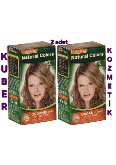 Natural Colors 8n Açık Kumral Siyah Organik İçerikli Amonyaksız Kalıcı Saç Boyası 2 Adet Boya