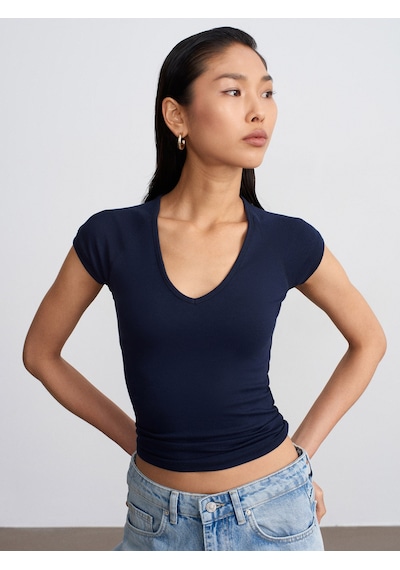 Dilvin 32894 V Yaka Fit T-shirt-k.lacivert