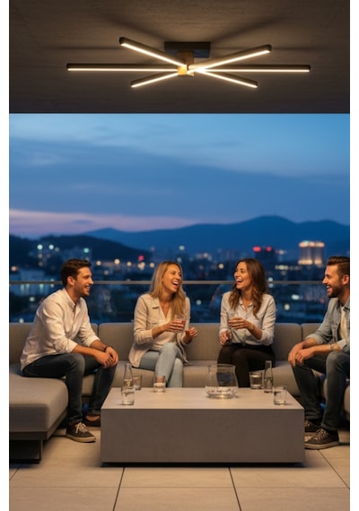 Nova 6 Silver Led Tavan Avize Kumandalı Dim Edilir Aşağı Işık Doğal Işık