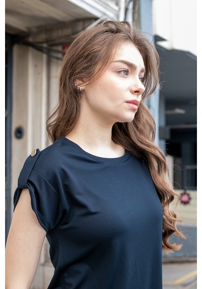 Kadın Modal Penye Geniş Sıfır Yaka Düşük Omuzlu Apoletli Kısa Kol T-shirt Bluz-koyu Lacivert K.lacivert Kadın Modal Penye Geniş Sıfır Yaka Düşük Omuzlu Apoletli Kısa Kol T-shirt Bluz-koyu Lacivert K.lacivert