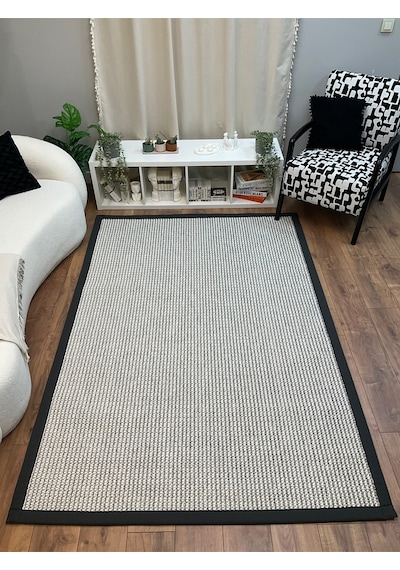 Saraz Halı Kumaş Bordür Gri Bukle Antrasit Bordür Halı Salon Koridor Mutfak Çocuk Odası Halısı Kilim S267 Gri - Antrasit