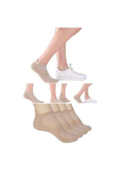Elyfer 4 Çift Bambu Kadın-Erkek Unisex Yumuşak Terletmez Patik Çorap