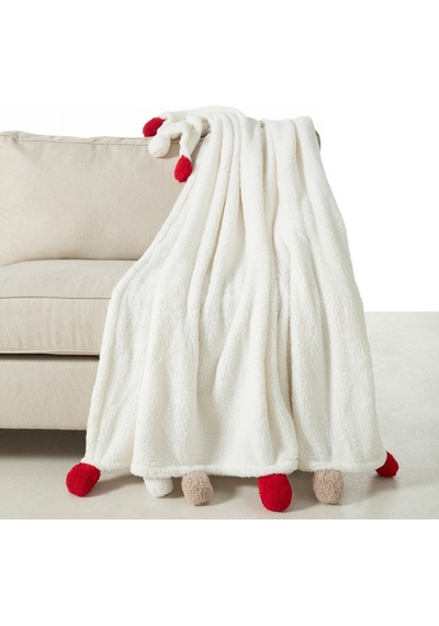 Mudo Home Ponponlu Diz Üstü Battaniye Multi 130x160 Çok Renkli