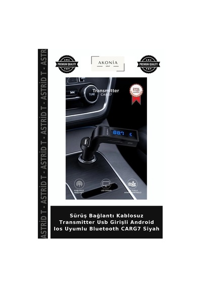 Sürüş Bağlantı Kablosuz Transmitter Usb Girişli Android Ios Uyumlu Bluetooth Carg7 Siyah