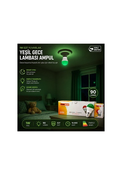 10 Adet 1w E27 Yeşil Yuvarlak Gece Lambası Led Ampul Eamp-075 5224 Belirtilmemiş