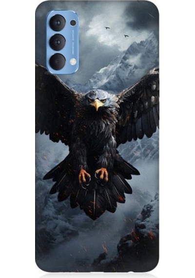 Oppo Reno 4 Uyumlu Uçan Savaşçı Kartal Desenli Silikon Kılıf