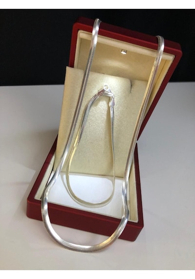 3.5mm İtalyan Bombeli Ezme Set 925 Gümüş Işıklı Kutuda Sevgiliye Eşe Babaya Bileklik Kolye